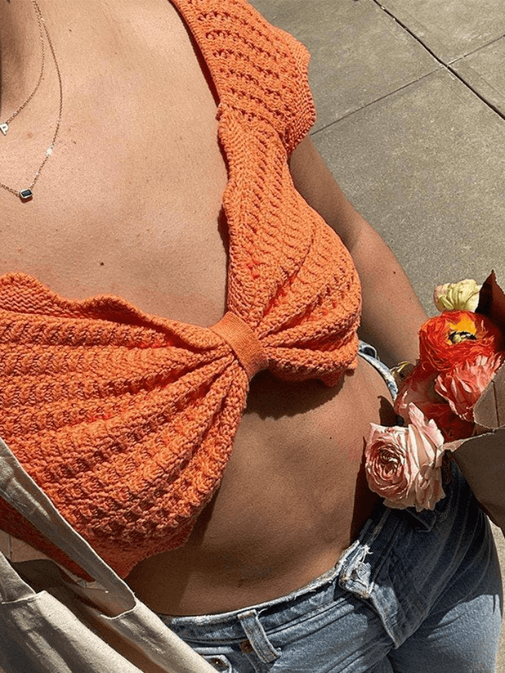 Knotted Crochet Knit Crop Top - AnotherChill
