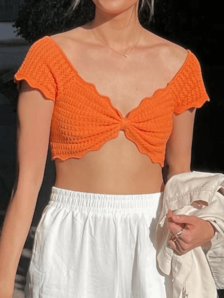 Knotted Crochet Knit Crop Top - AnotherChill