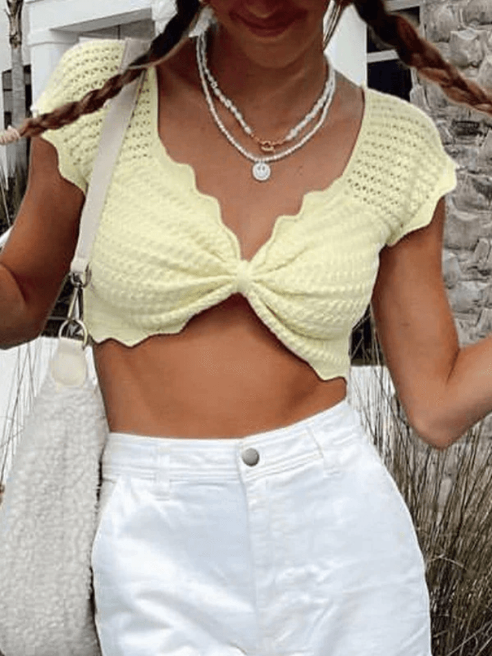 Knotted Crochet Knit Crop Top - AnotherChill