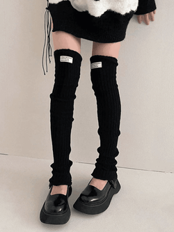 Label Design Ribbed Knit Leg Warmer - AnotherChill