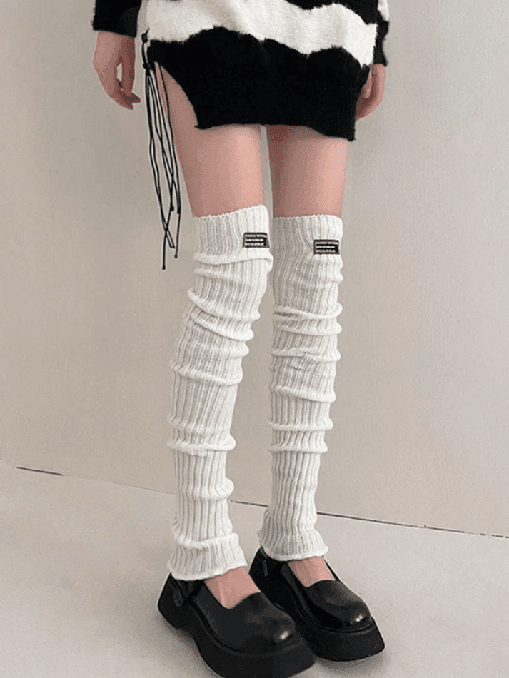 Label Design Ribbed Knit Leg Warmer - AnotherChill