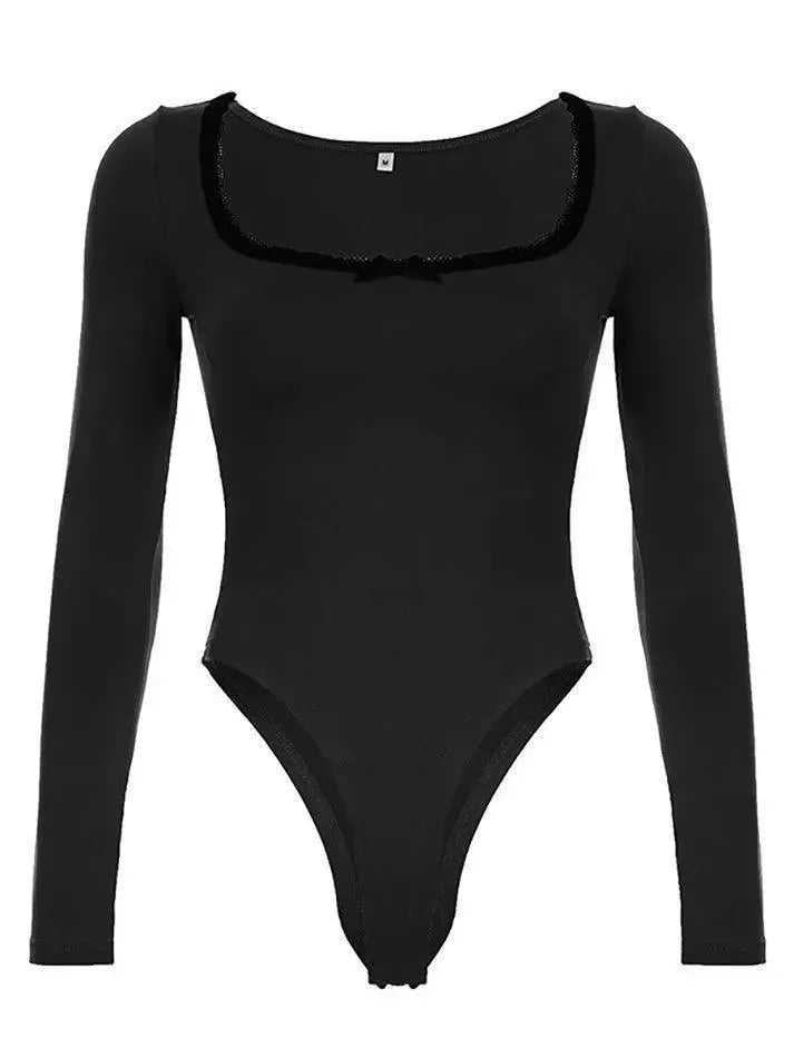 Lace Bow Square Neck Jumpsuit - AnotherChill