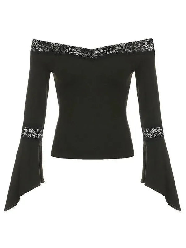 Lace Off Shoulder Bell Sleeve Top - AnotherChill