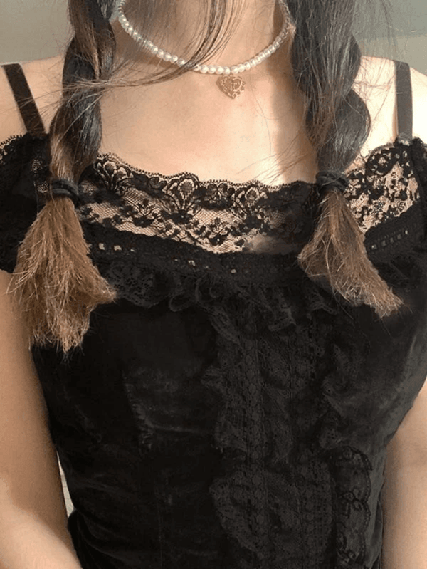 Lace Paneled Bardot Blouse - AnotherChill