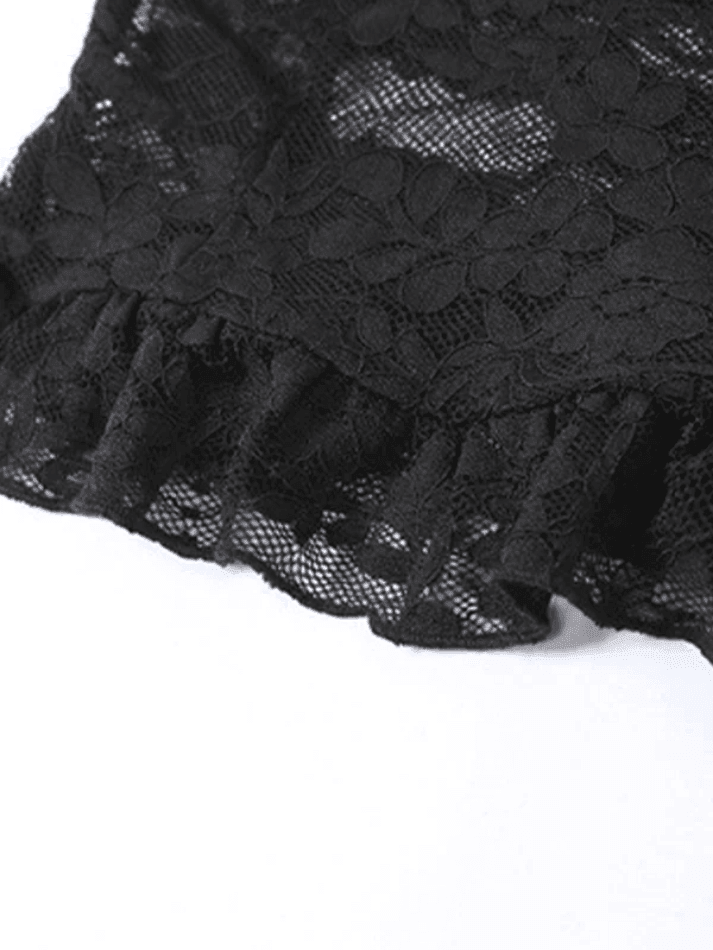 2024 Lace Perspective Ruffle Bandeau Tops Black S in Tops&Tees Online ...