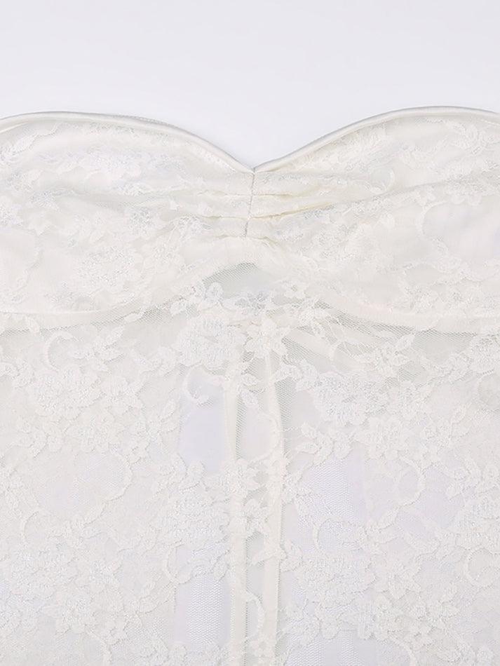 Lace See through Backless Tie Up Bandeau Top - AnotherChill