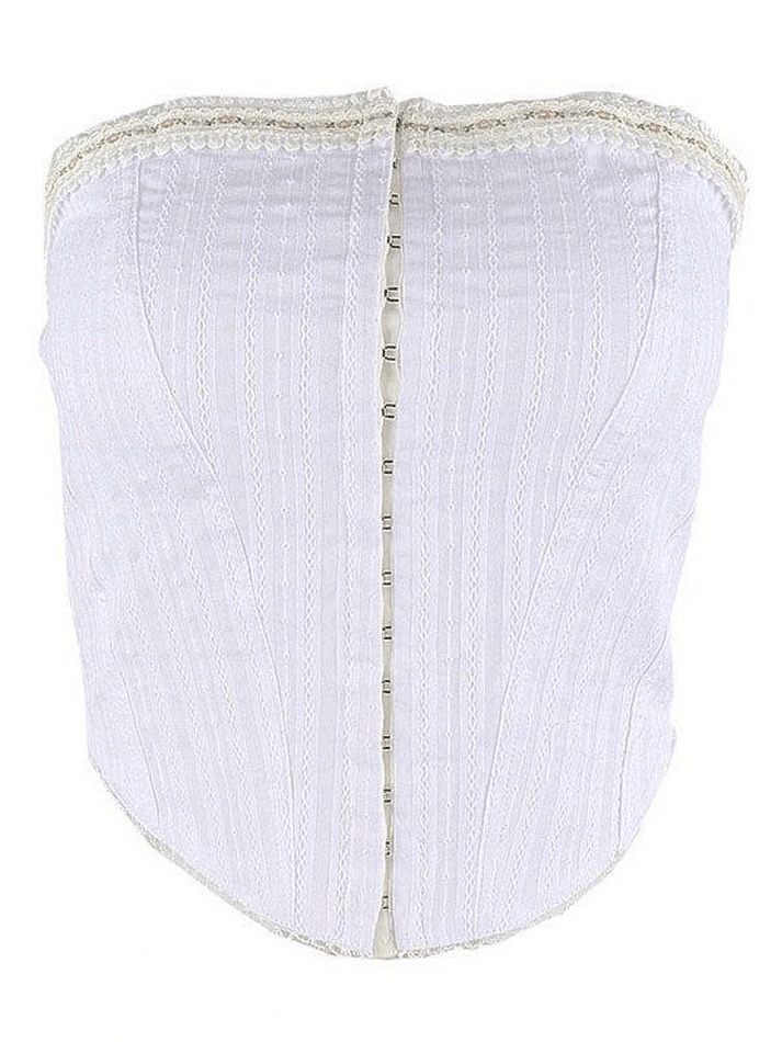 Lace Trim Strapless Corset Top - AnotherChill