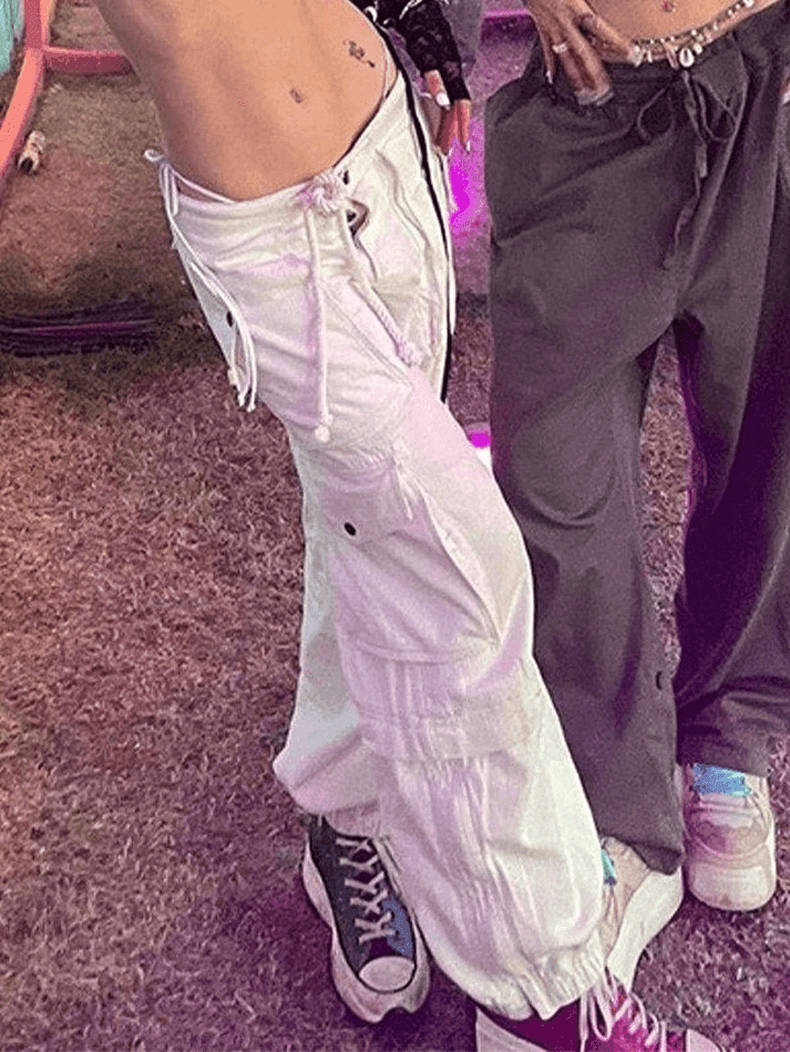 Lace Up Baggy Cargo Pants - AnotherChill