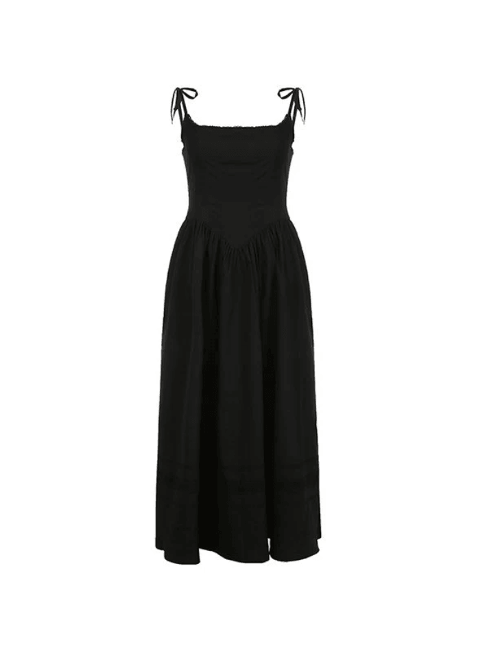 Lace Up Corset Black Maxi Dress - AnotherChill