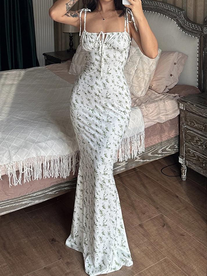 Lace Up Floral Maxi Dress AnotherChill Lace Up Floral Maxi Dress AnotherChill