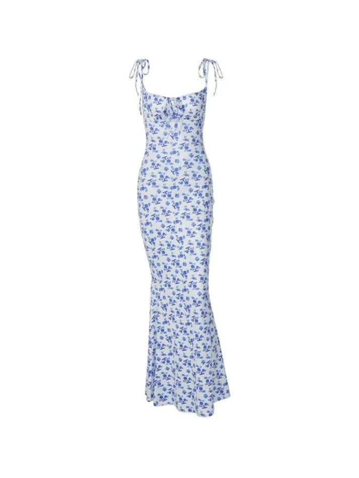 Lace Up Floral Maxi Dress - AnotherChill