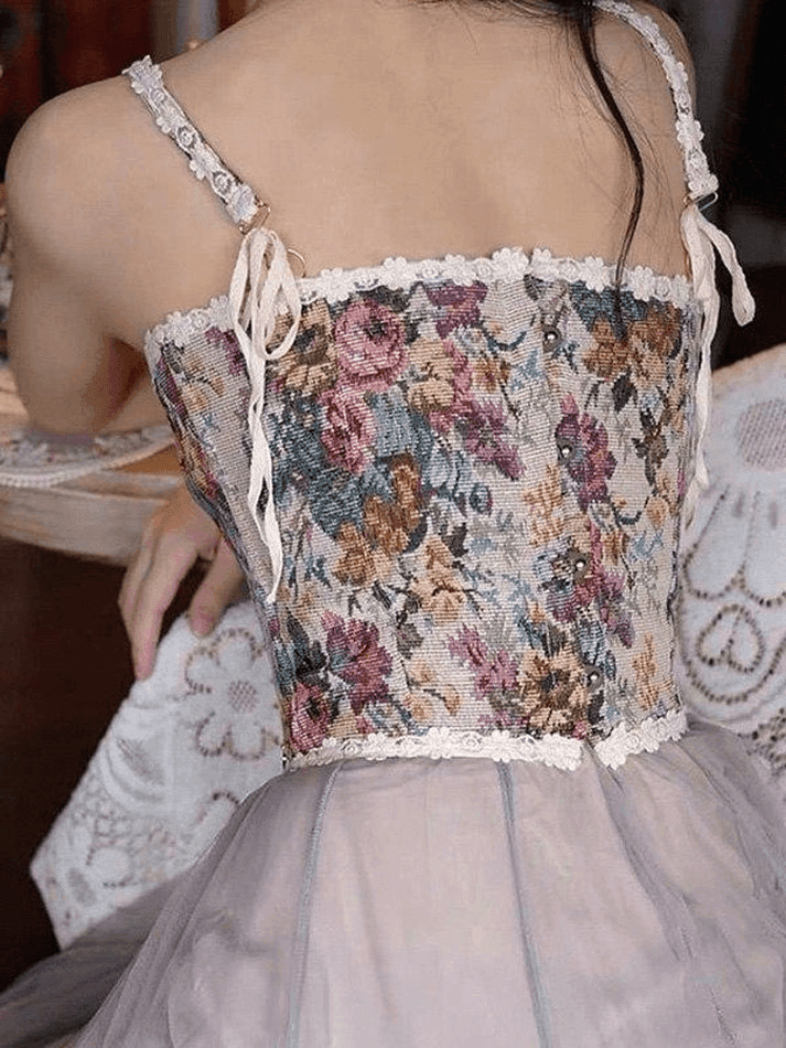 Lace-Up Floral Vintage Corset Top - AnotherChill