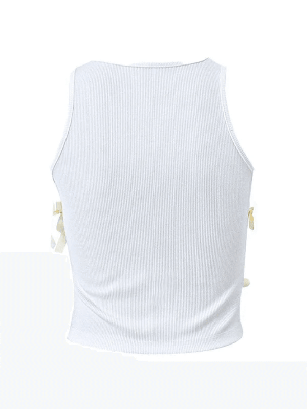 Lace Up Ribbed Cropped Tank Top - AnotherChill