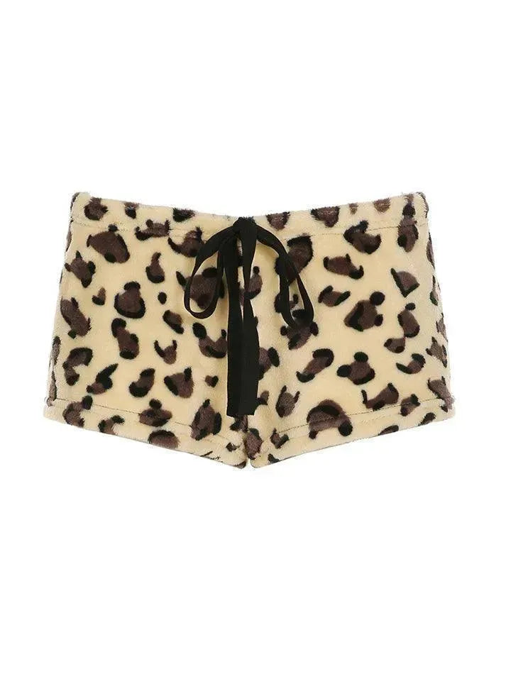 Leopard Print Tie Low-Rise Shorts - AnotherChill