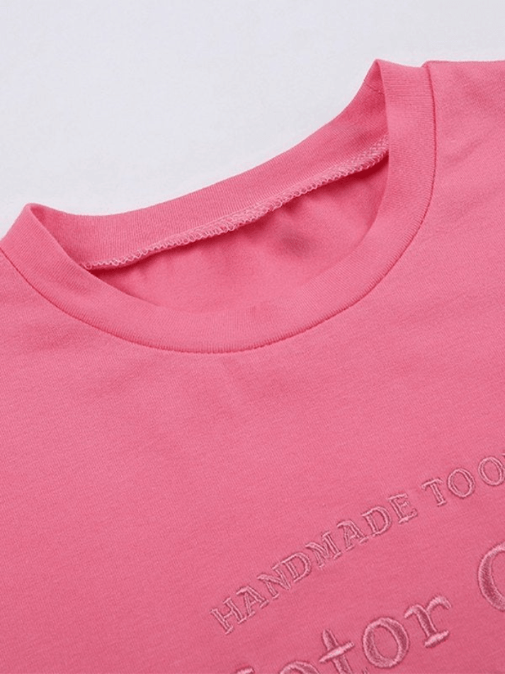 Letter Embroidered Crop Top - AnotherChill