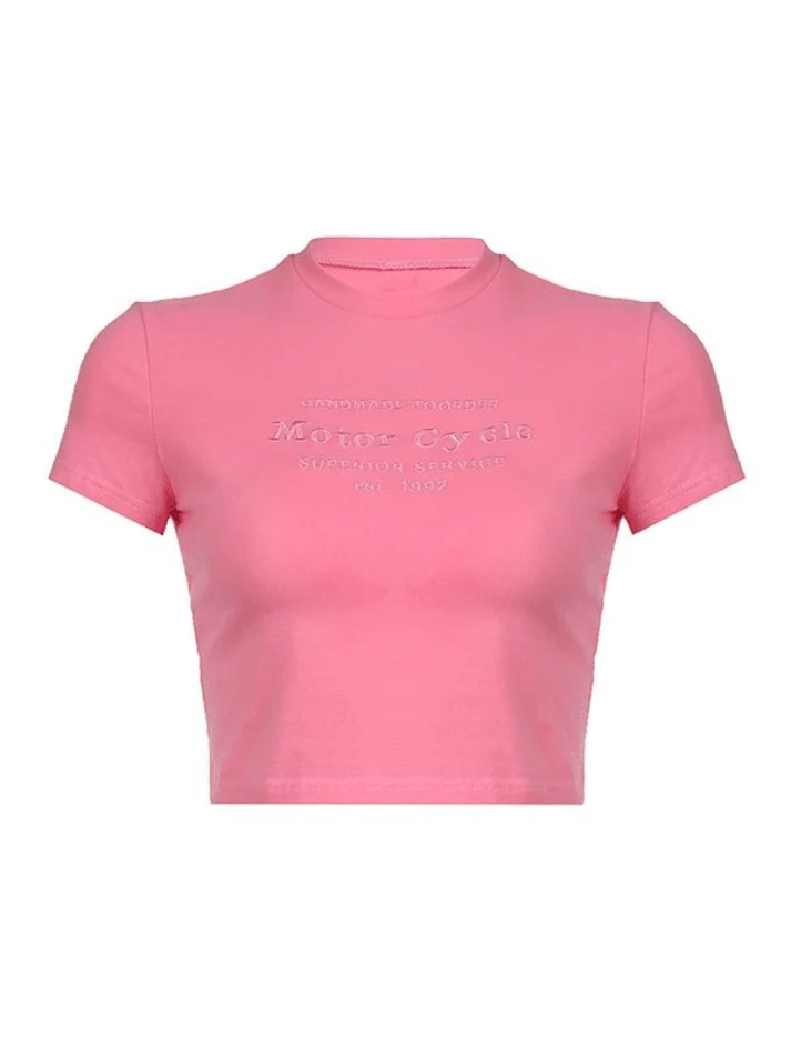 Letter Embroidered Crop Top - AnotherChill