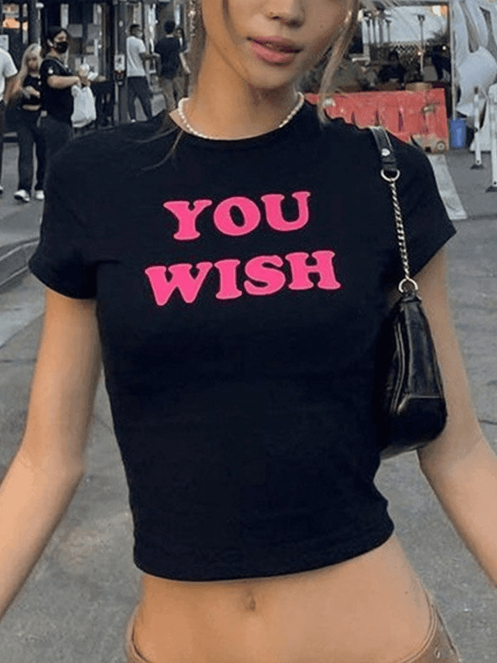 Letter Pattern Black Crop Top - AnotherChill