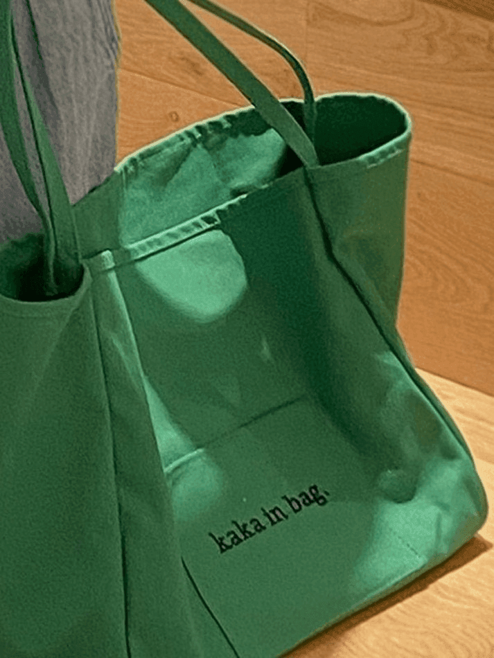 Letter Pattern Pocket Tote Bag - AnotherChill