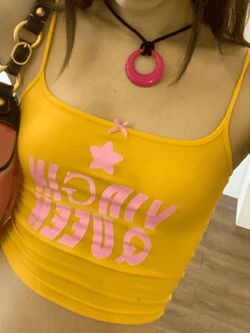 Letter Print Navel Crop Cami Top - AnotherChill