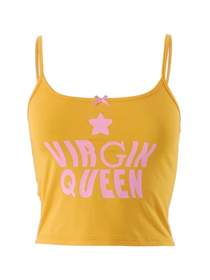 Letter Print Navel Crop Cami Top - AnotherChill