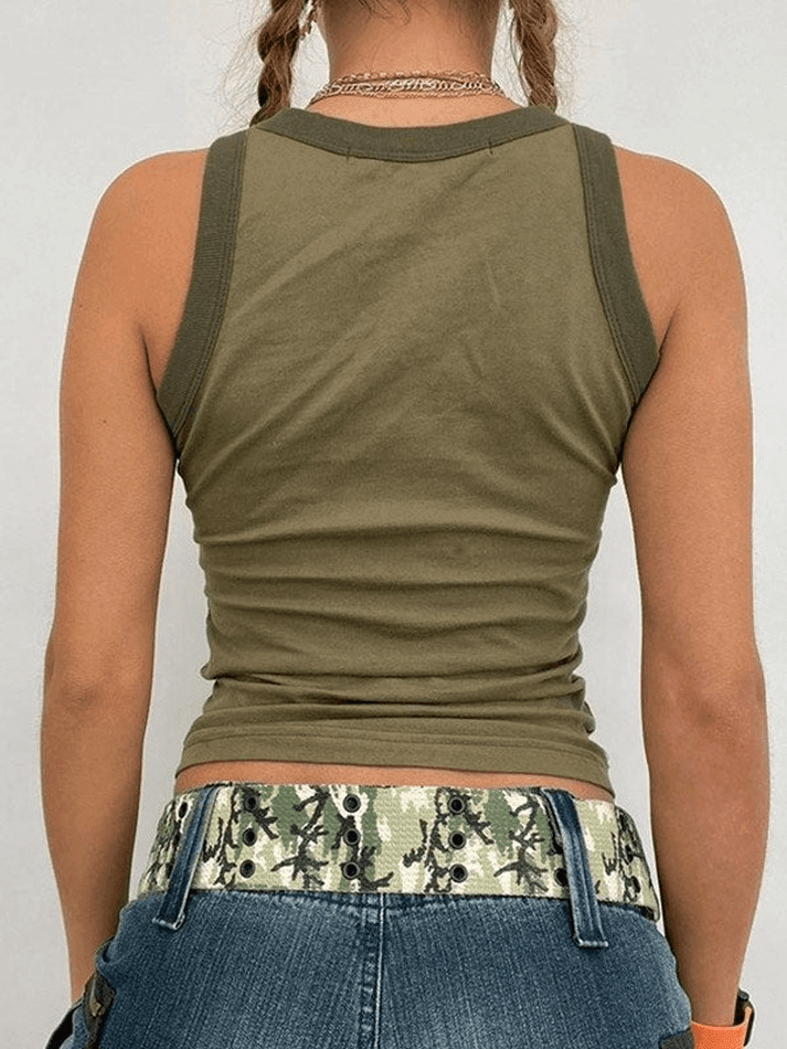 Letter Print Racer Back Tank Top - AnotherChill