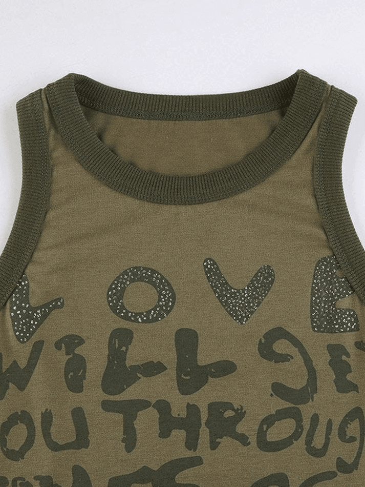 Letter Print Racer Back Tank Top - AnotherChill