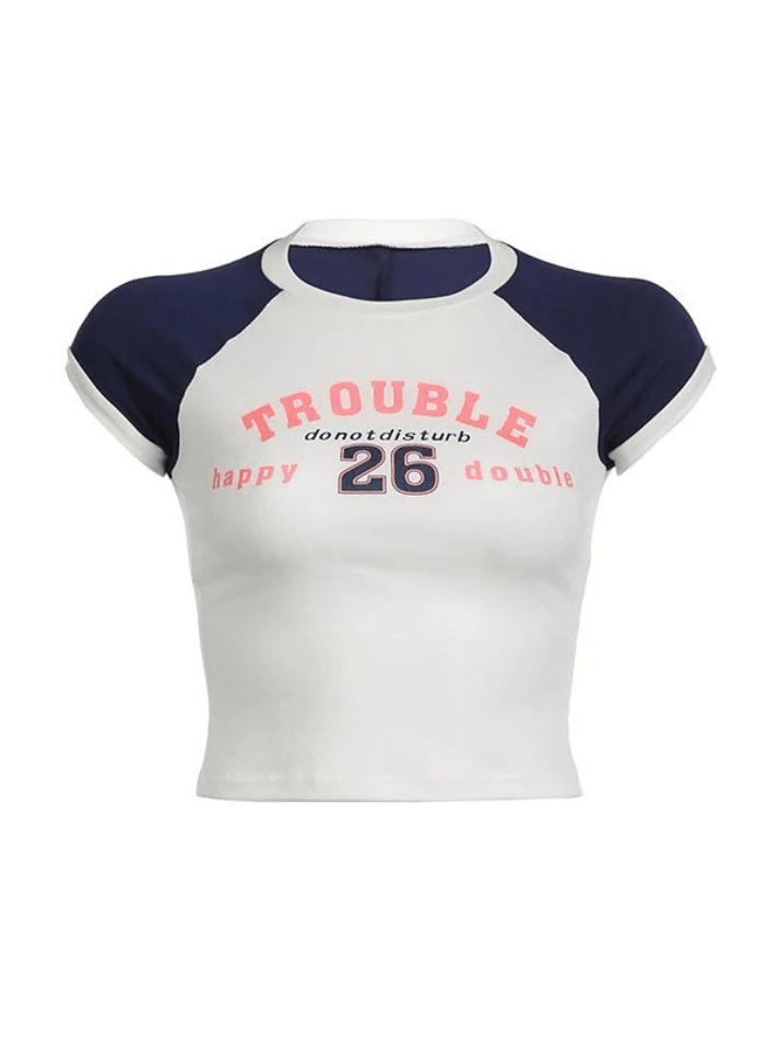 Letter Print Raglan Short Sleeve Tee - AnotherChill