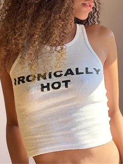 Letter Print Slim Tank Top - AnotherChill