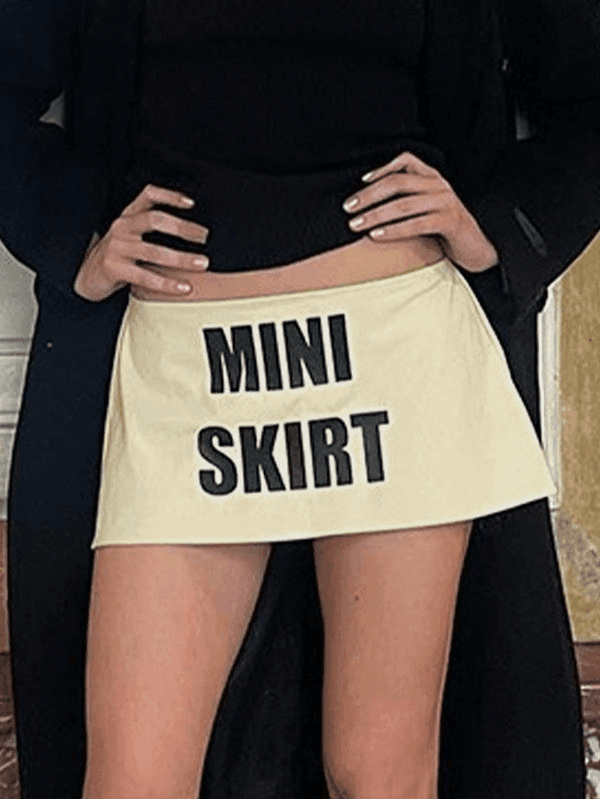 Letter Print Y2K Mini Skirt - AnotherChill