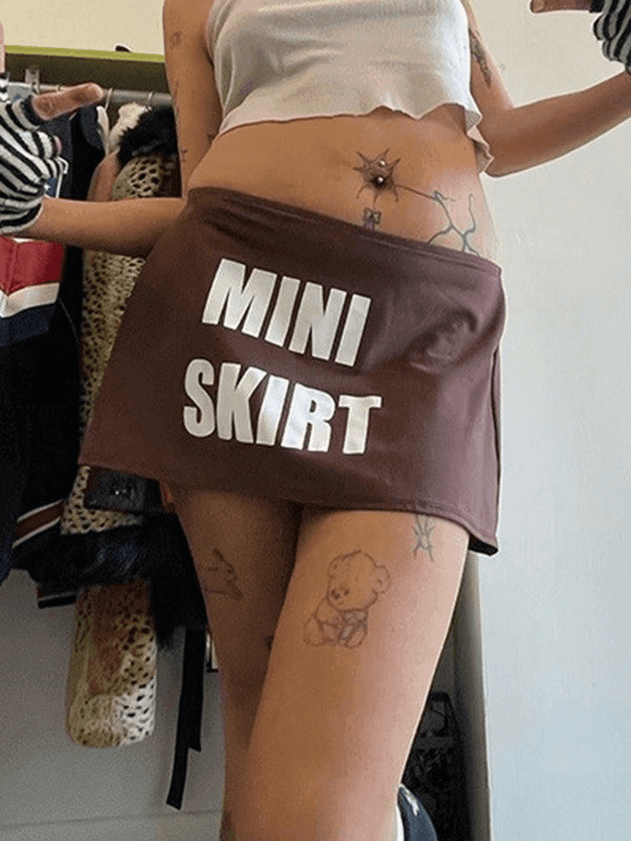 Letter Print Y2K Mini Skirt - AnotherChill