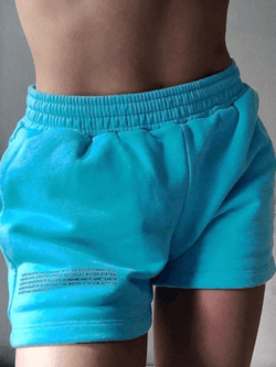 Letter Printed Blue Sweat Shorts - AnotherChill