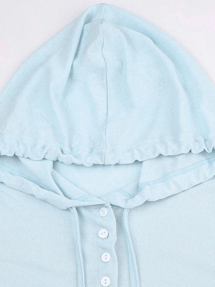 Light Blue Breasted Hooded Long Sleeve Knit - AnotherChill