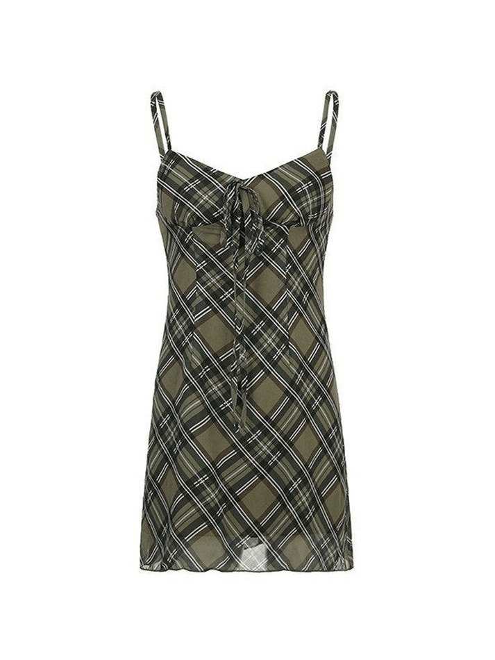 Lining Checkered Print Mini Dress - AnotherChill