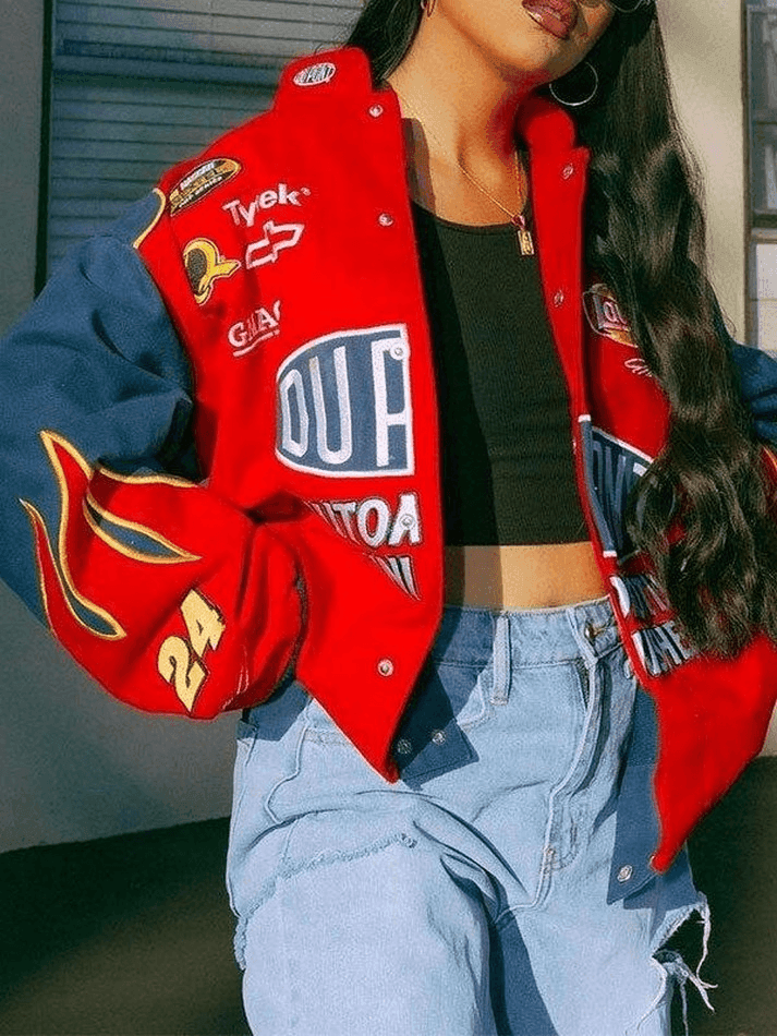 Logo Print Moto Varsity Jacket - AnotherChill