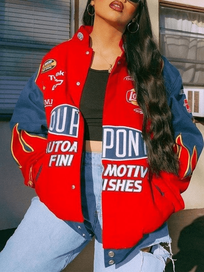 Logo Print Moto Varsity Jacket - AnotherChill