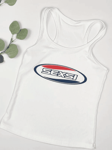 Logo Print Ribbed Tank Top – AnotherChill