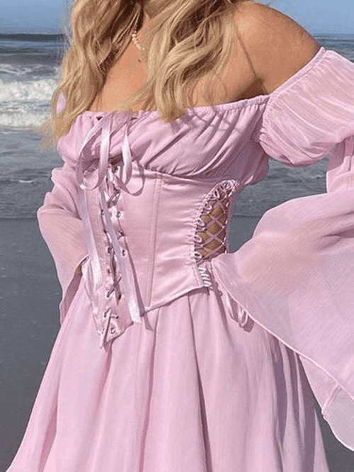 long sleeve layered corset mini dress MissJophiel Long Sleeves Sweetheart Corset Black Floral Print Chiffon Tiered Mini Dress Other / Floor Length / US6