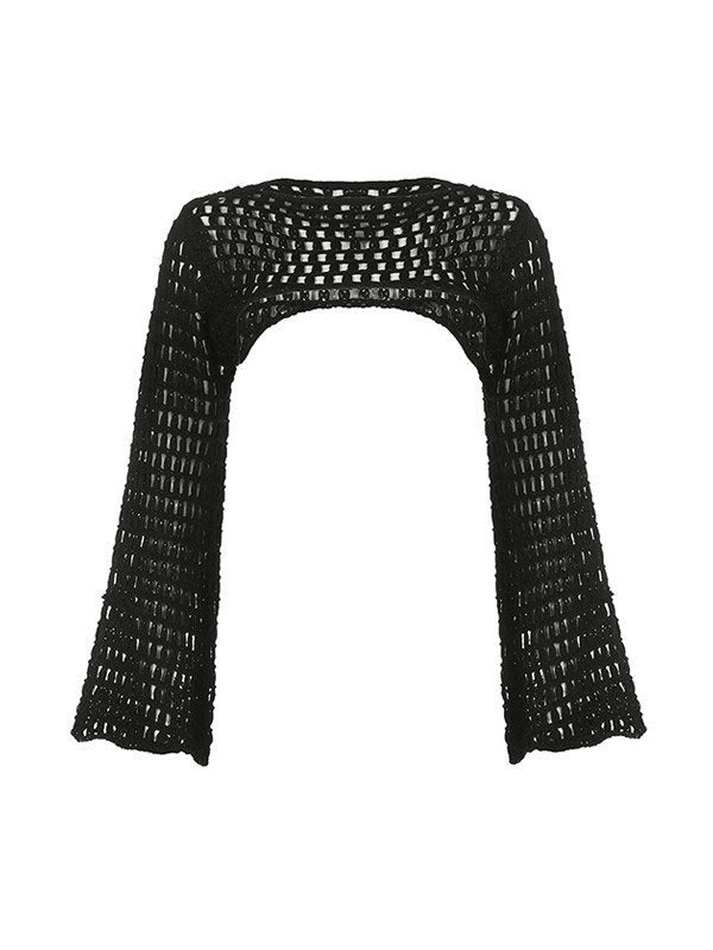 Long Sleeve Crochet Bolero Knit Top - AnotherChill