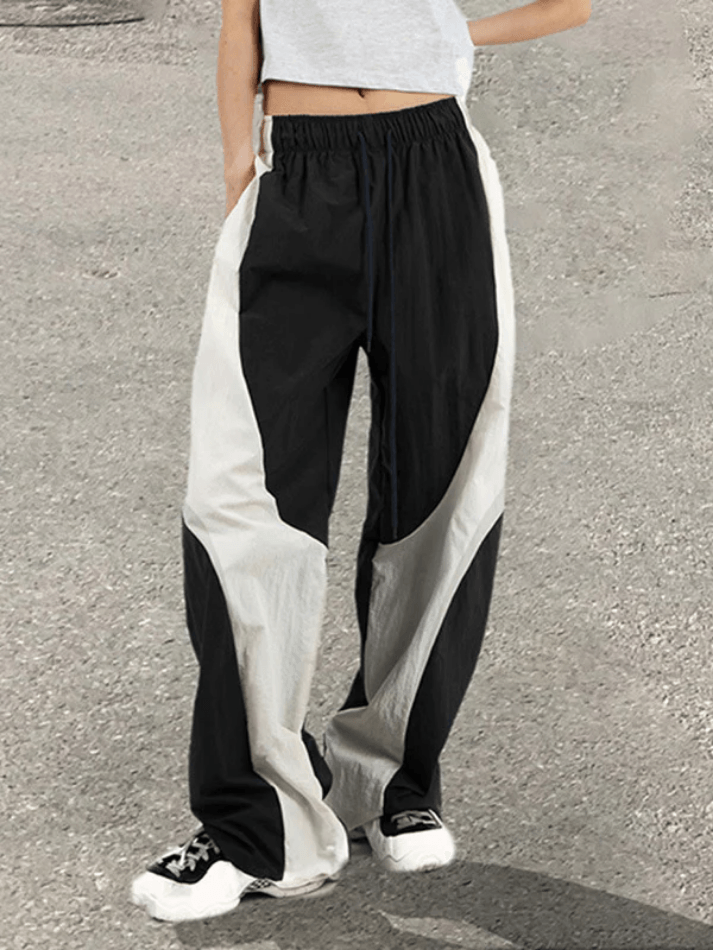 Loose Contrast Color Wide Leg Pants - AnotherChill