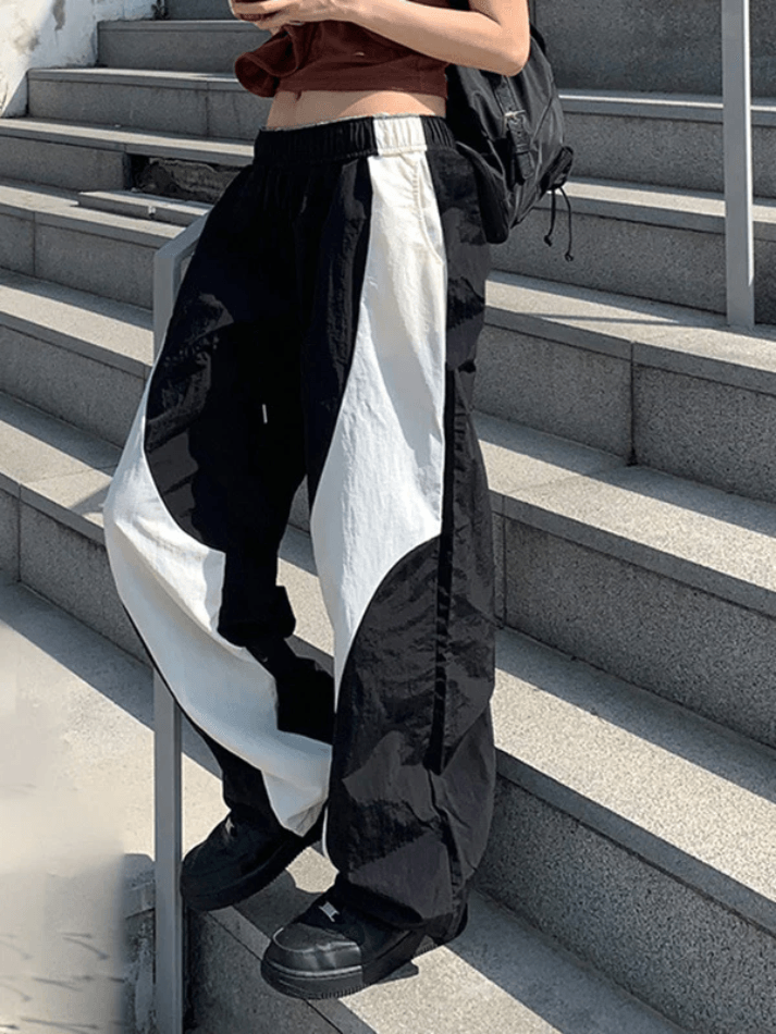 Loose Contrast Color Wide Leg Pants - AnotherChill