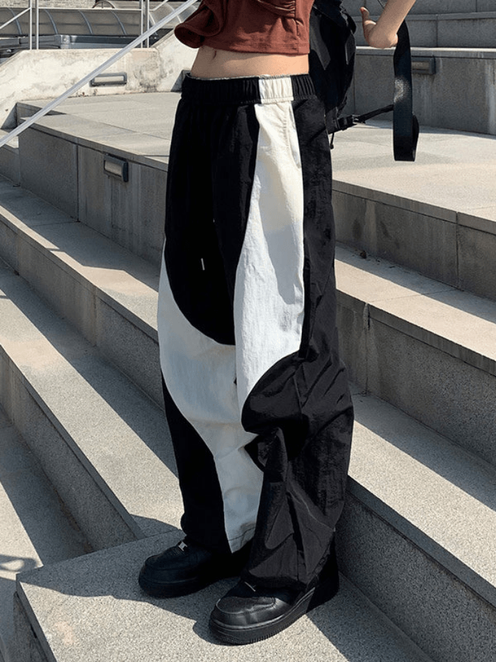 Loose Contrast Color Wide Leg Pants - AnotherChill