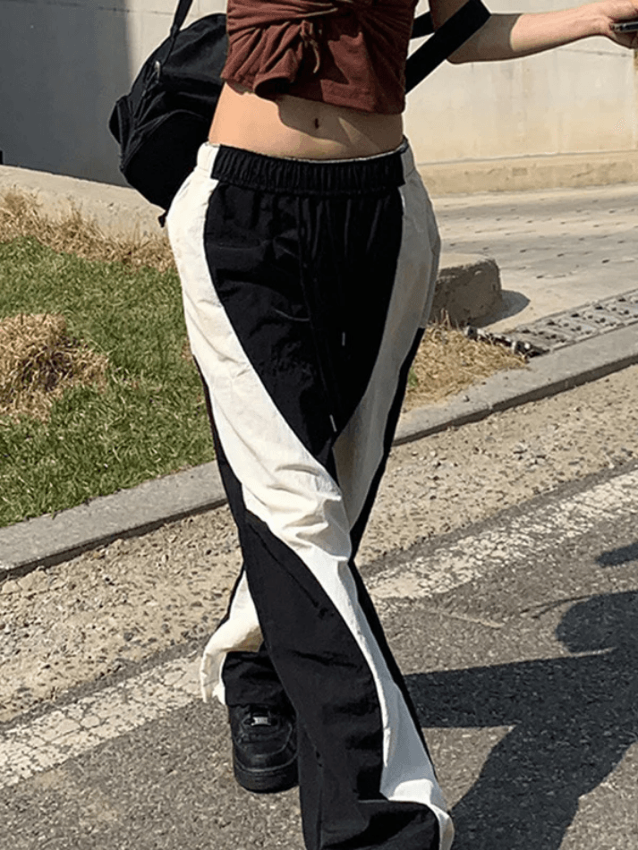 Loose Contrast Color Wide Leg Pants - AnotherChill