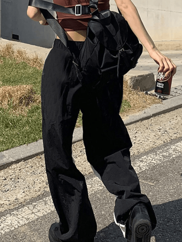 Loose Contrast Color Wide Leg Pants - AnotherChill