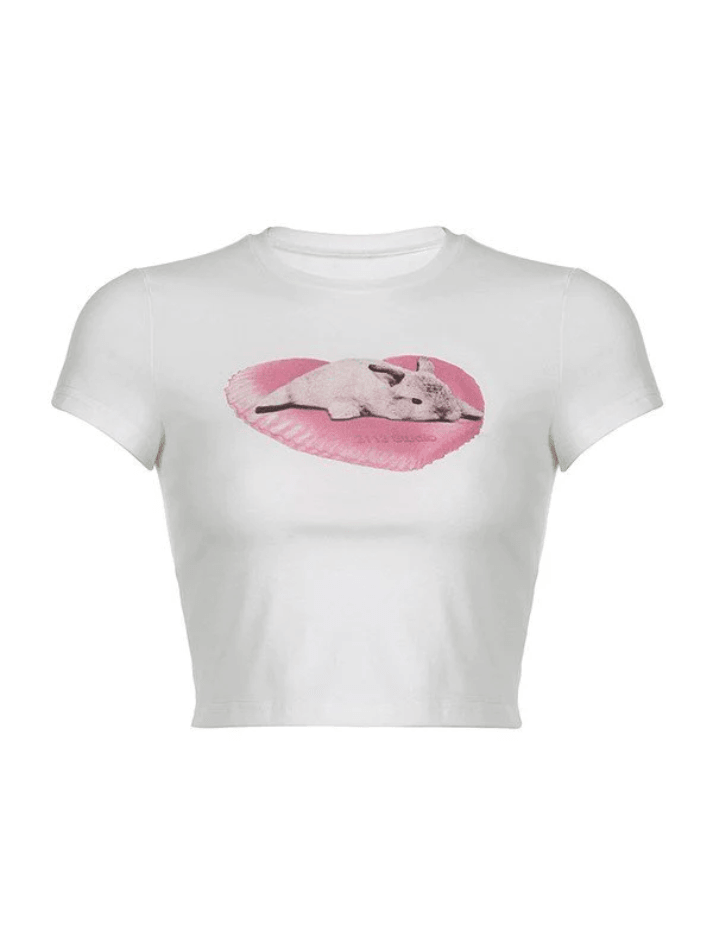 Love Bunny White Crop Top - AnotherChill