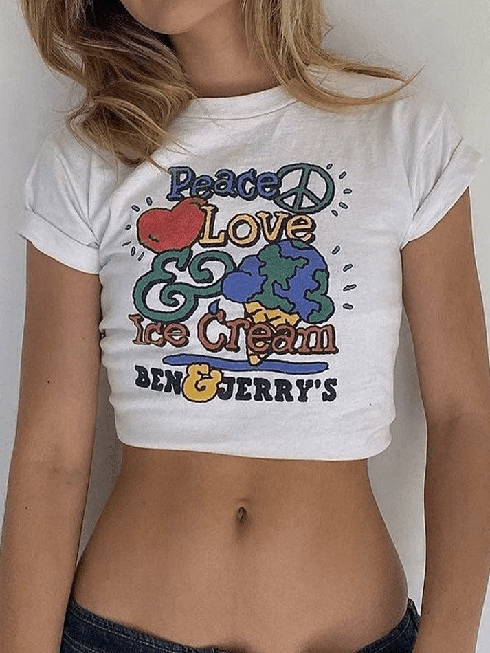 Love Peace Printed Crop Top - AnotherChill