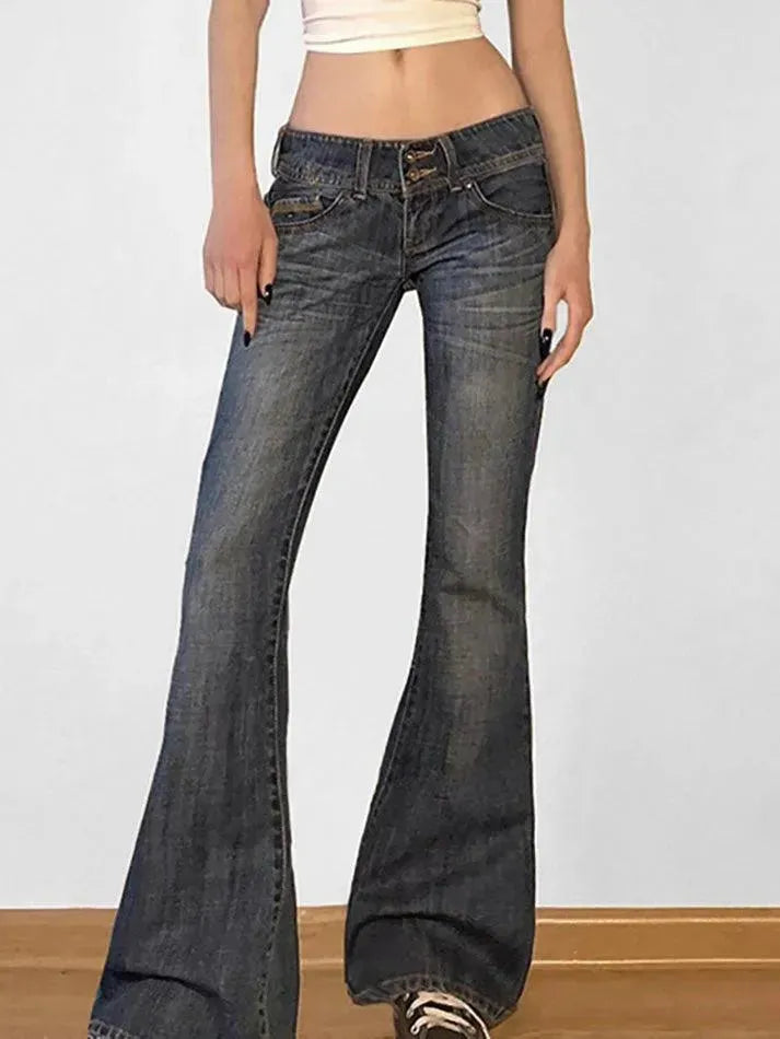Low Rise Washed Flared Jeans - AnotherChill