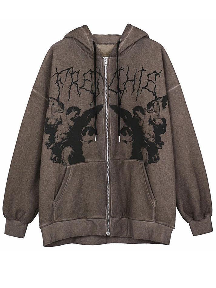 Men's Cherub Print Zipper Hoodie - AnotherChill