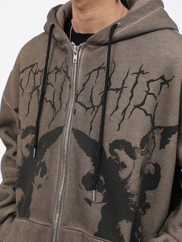 Men's Cherub Print Zipper Hoodie - AnotherChill