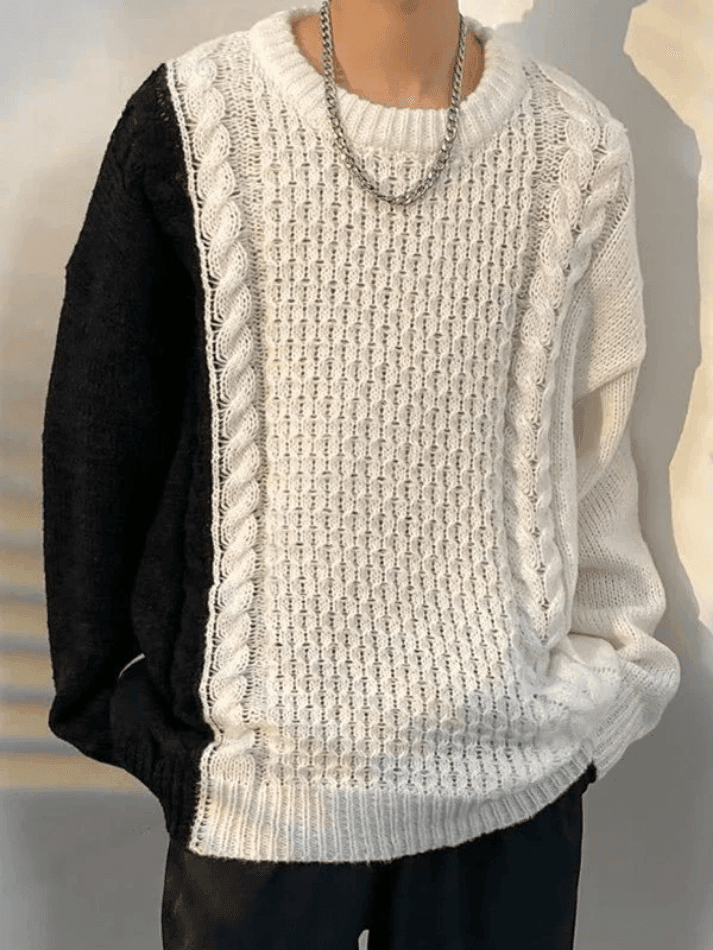 Color block 2025 cable knit sweater