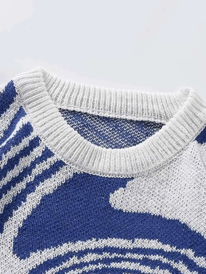 Men's Crew Neck Geometric Jacquard Knit Sweater - AnotherChill